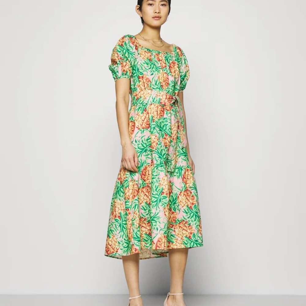 Farm Rio Pineapple Garden Linen Dress Size Small (S)
